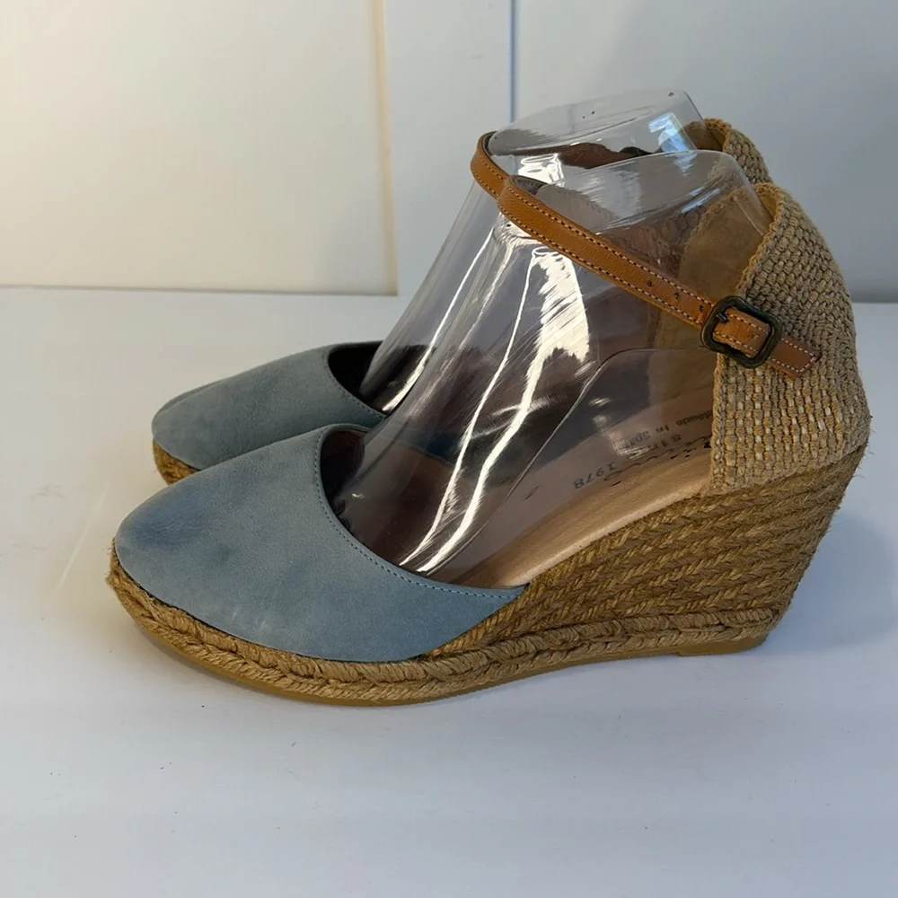 Gaimo Blue Suede Espadrille Wedge